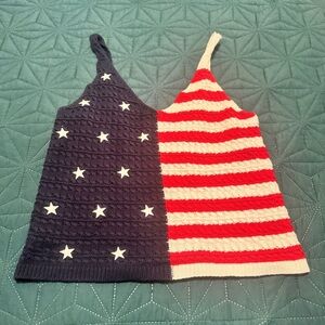 moon & madison Navy and Red Striped Crop Top Large USA, American flag